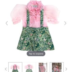 Eva Skirt and Blouse Pink and Green Floral Tulle Set